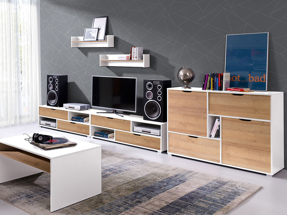 Conjunto de mobiliário Providence H114 (Branco + Carvalho dourado)