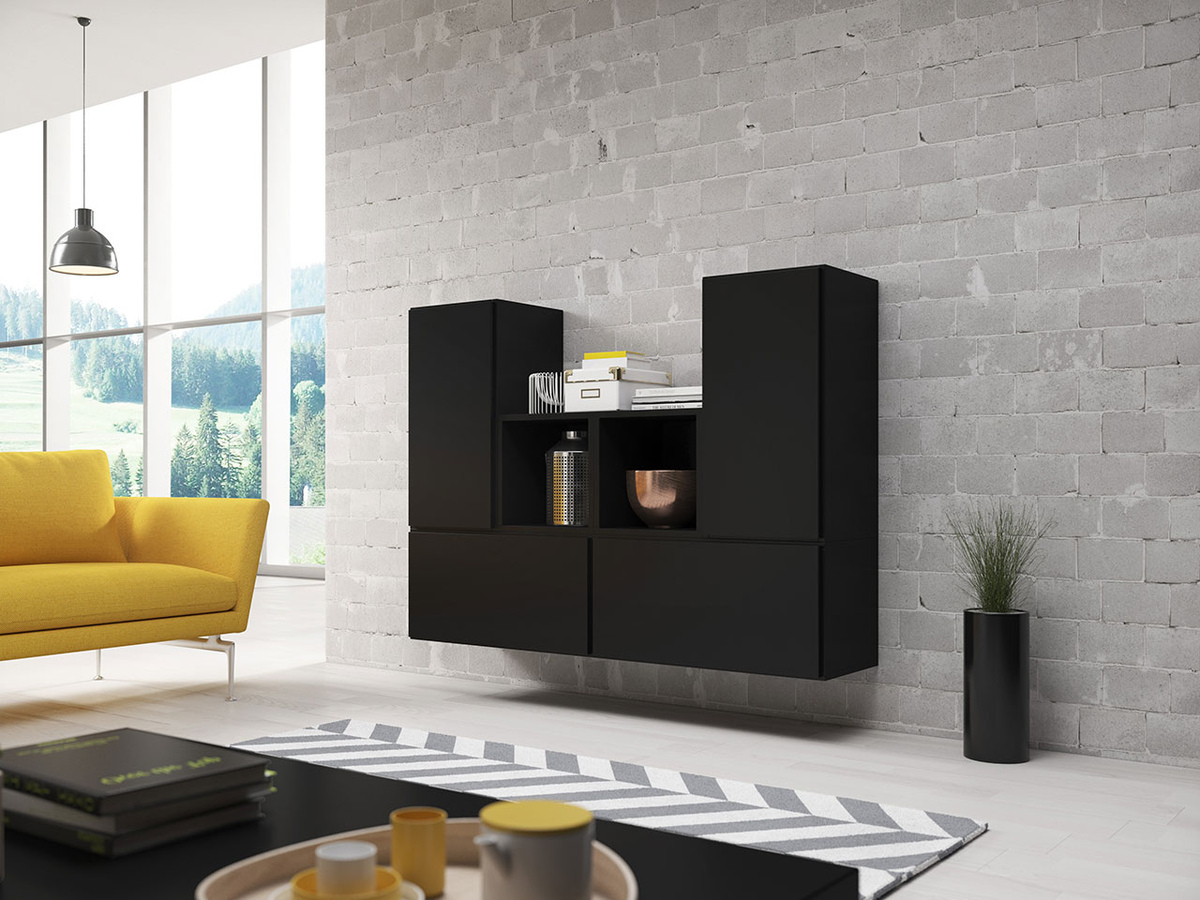 Conjunto de armários Corbele 123 (Preto)