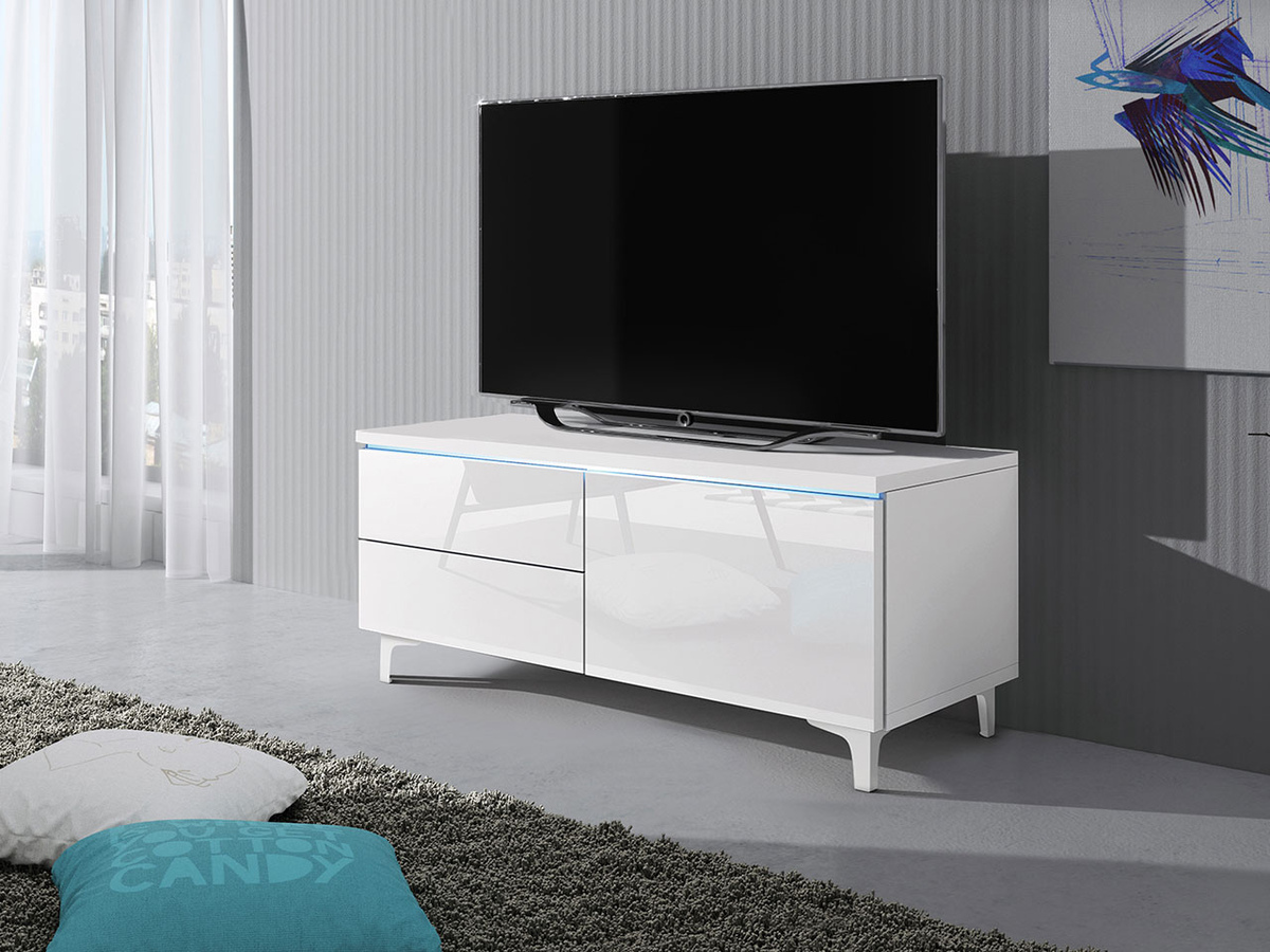 Móvel de TV Uva IV (Branco + Branco brilhante)